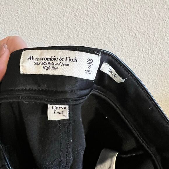 Abercrombie & Fitch 90's Relaxed Black Vegan Leather Pants Size 29/8 - Picture 6 of 7